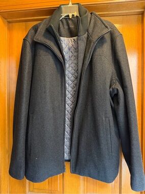 Calvin Klein Black Coat with Quilted Gray Lining